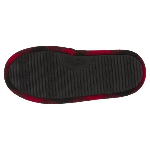 Dearfoams Red Buffalo Check “Mama Bear” Slippers Cozy Faux Fur Clog NWT - Picture 2 of 8